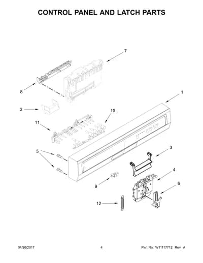 CONTROL PANEL AND LATCH PARTS