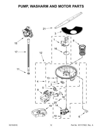 PUMP, WASHARM AND MOTOR PARTS
