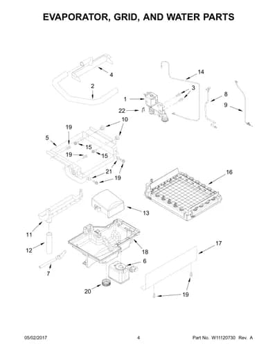 EVAPORATOR, GRID, AND WATER PARTS