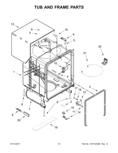 TUB AND FRAME PARTS