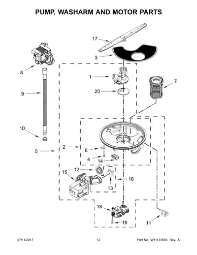 PUMP, WASHARM AND MOTOR PARTS