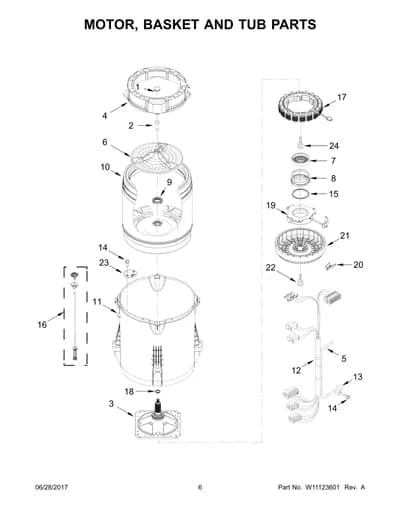 MOTOR, BASKET AND TUB PARTS