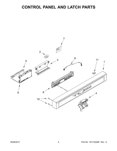 CONTROL PANEL AND LATCH PARTS