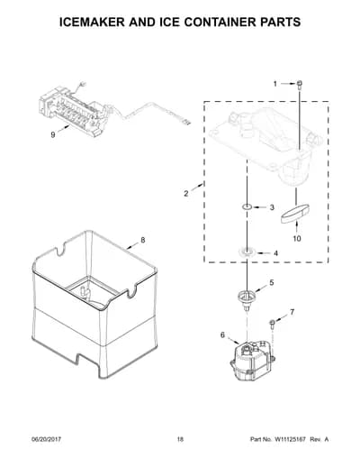 ICEMAKER AND ICE CONTAINER PARTS