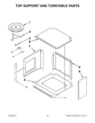 TOP SUPPORT AND TURNTABLE PARTS