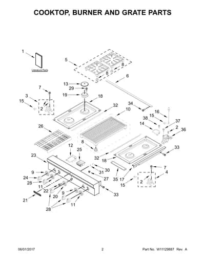 COOKTOP, BURNER AND GRATE PARTS