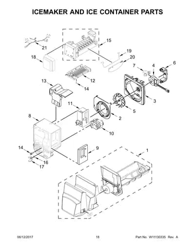 ICEMAKER AND ICE CONTAINER PARTS