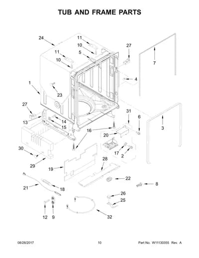 TUB AND FRAME PARTS