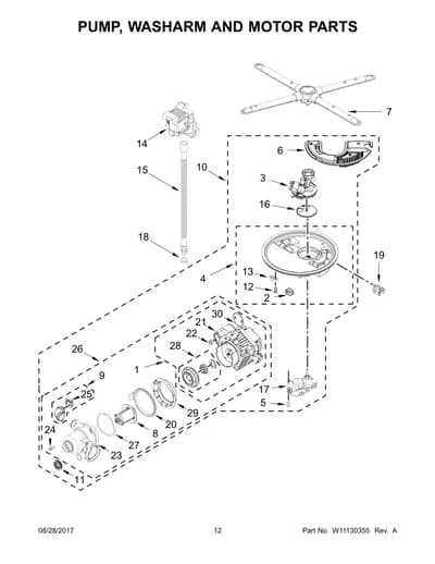 PUMP, WASHARM AND MOTOR PARTS