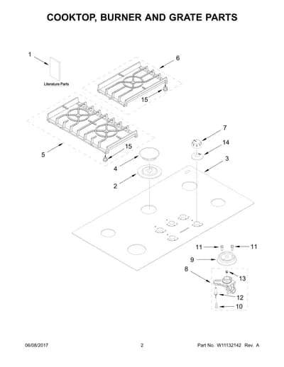 COOKTOP, BURNER AND GRATE PARTS