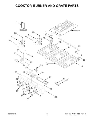 COOKTOP, BURNER AND GRATE PARTS