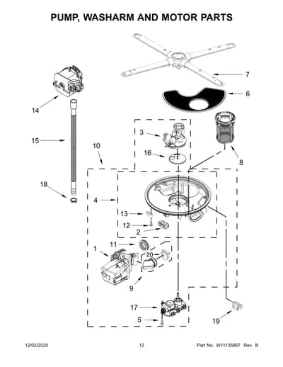 PUMP, WASHARM AND MOTOR PARTS