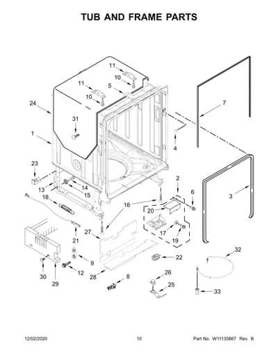 TUB AND FRAME PARTS