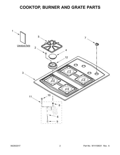 COOKTOP, BURNER AND GRATE PARTS