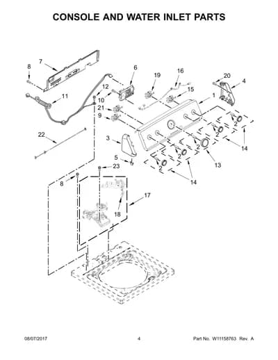CONSOLE AND WATER INLET PARTS