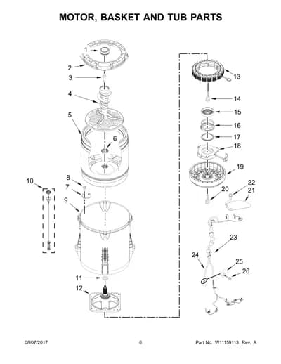 MOTOR, BASKET AND TUB PARTS