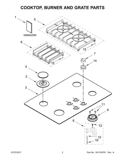 COOKTOP, BURNER AND GRATE PARTS