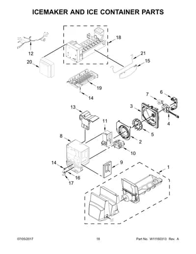 ICEMAKER AND ICE CONTAINER PARTS