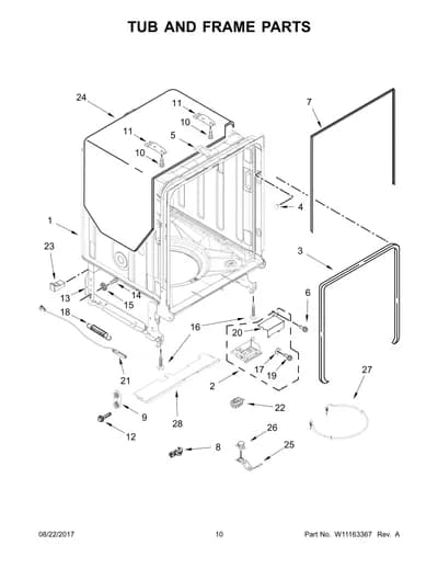TUB AND FRAME PARTS