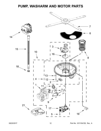 PUMP, WASHARM AND MOTOR PARTS
