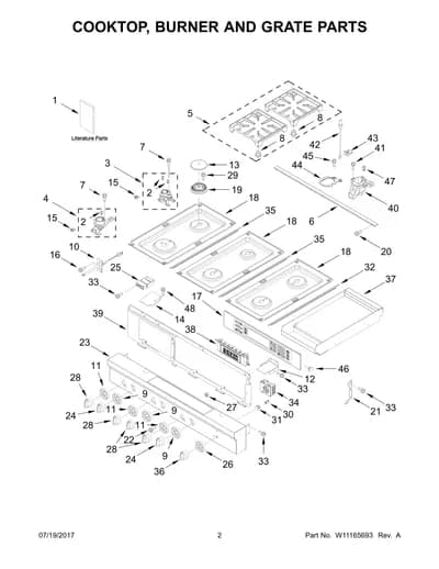 COOKTOP, BURNER AND GRATE PARTS