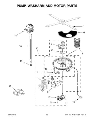 PUMP, WASHARM AND MOTOR PARTS