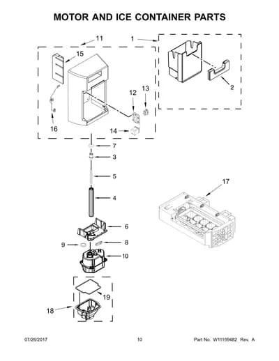 MOTOR AND ICE CONTAINER PARTS