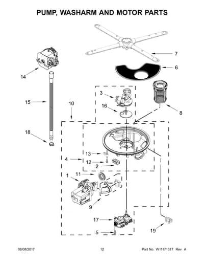 PUMP, WASHARM AND MOTOR PARTS