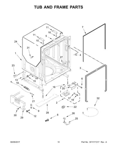 TUB AND FRAME PARTS
