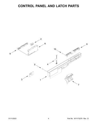CONTROL PANEL AND LATCH PARTS