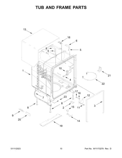TUB AND FRAME PARTS