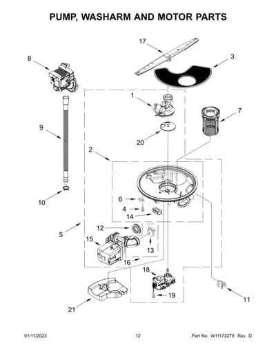 PUMP, WASHARM AND MOTOR PARTS
