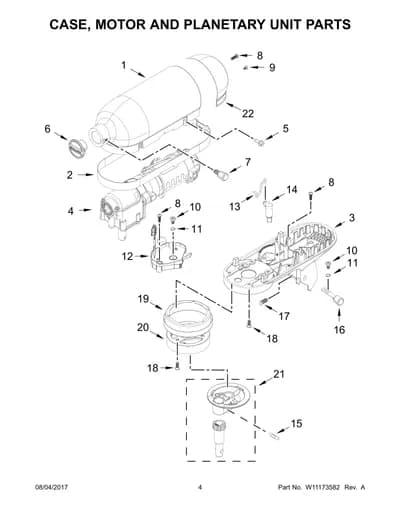CASE, MOTOR AND PLANETARY UNIT PARTS