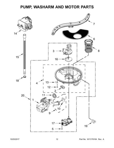 PUMP, WASHARM AND MOTOR PARTS