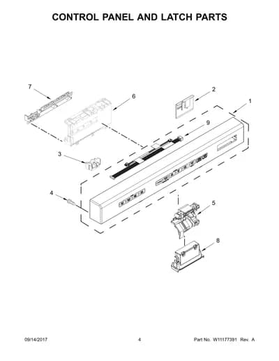 CONTROL PANEL AND LATCH PARTS