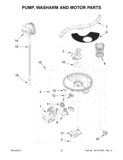 PUMP, WASHARM AND MOTOR PARTS