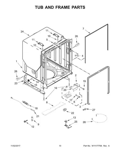 TUB AND FRAME PARTS