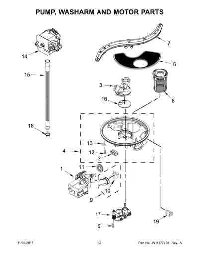 PUMP, WASHARM AND MOTOR PARTS