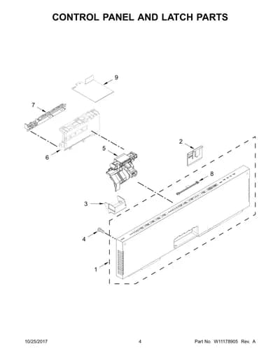 CONTROL PANEL AND LATCH PARTS