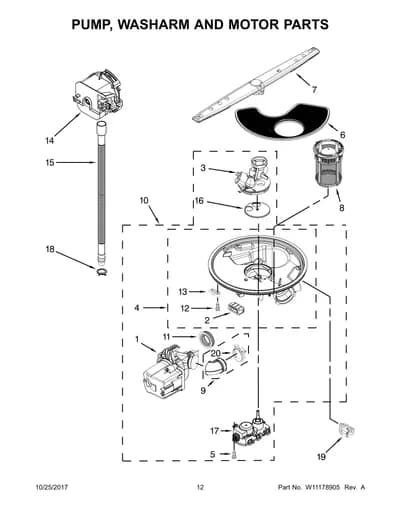 PUMP, WASHARM AND MOTOR PARTS