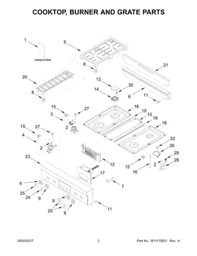 COOKTOP, BURNER AND GRATE PARTS
