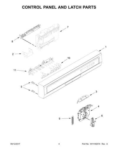 CONTROL PANEL AND LATCH PARTS