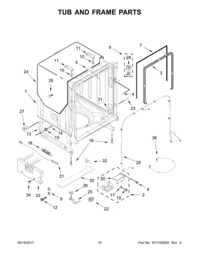 TUB AND FRAME PARTS