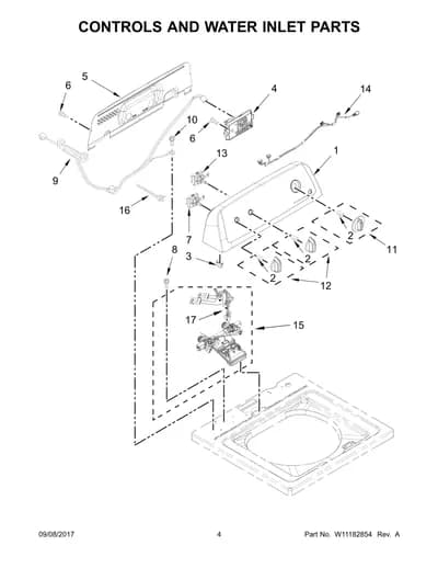 CONTROLS AND WATER INLET PARTS