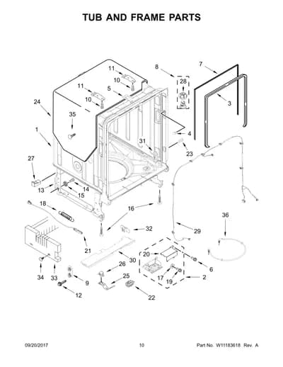 TUB AND FRAME PARTS