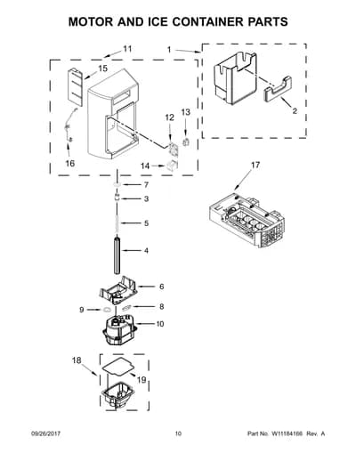 MOTOR AND ICE CONTAINER PARTS