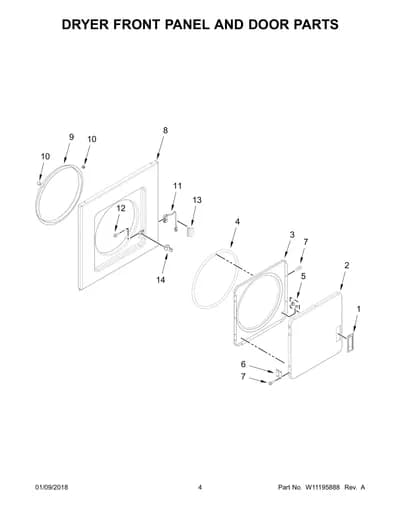 DRYER FRONT PANEL AND DOOR PARTS