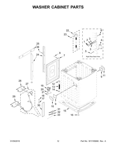 WASHER CABINET PARTS