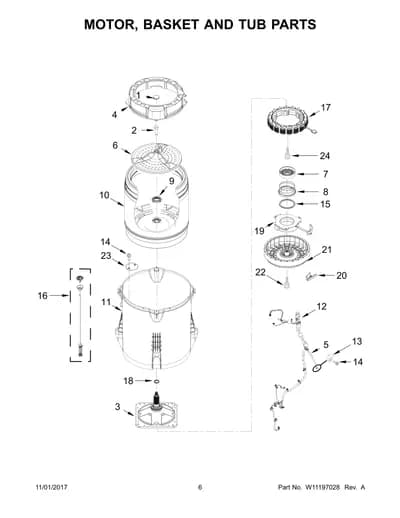 MOTOR, BASKET AND TUB PARTS