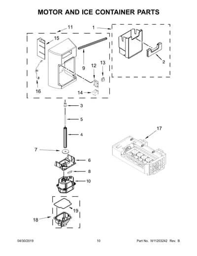 MOTOR AND ICE CONTAINER PARTS
